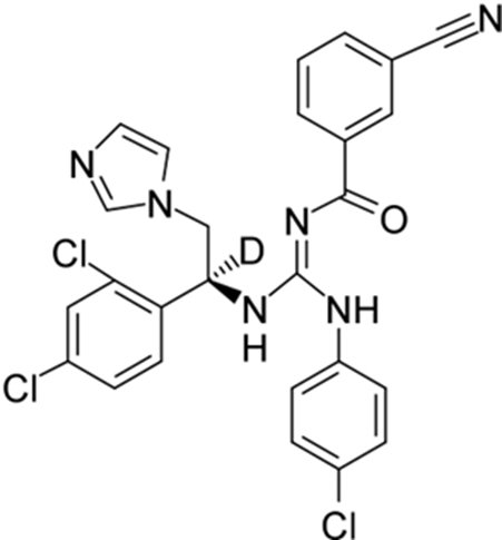 Chemical structure of the anticancer drug candidate — a deuterated small molecule featuring imidazole, dichlorophenyl, cyanobenzoyl, and 4-chloroanilino groups